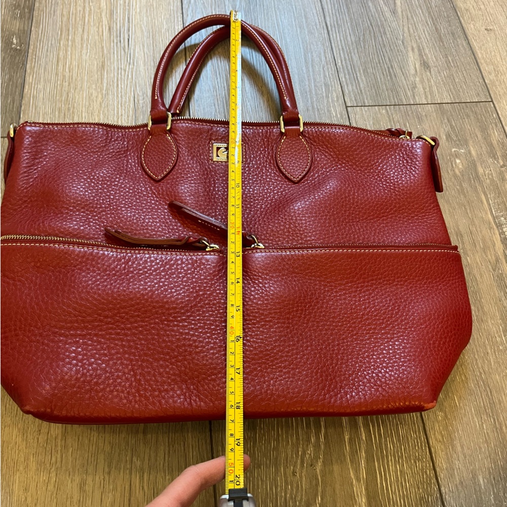 Dooney & Bourke Dillen Double Pocket Satchel Leather Tomato Red Shoulder Strap - Picture 9 of 14